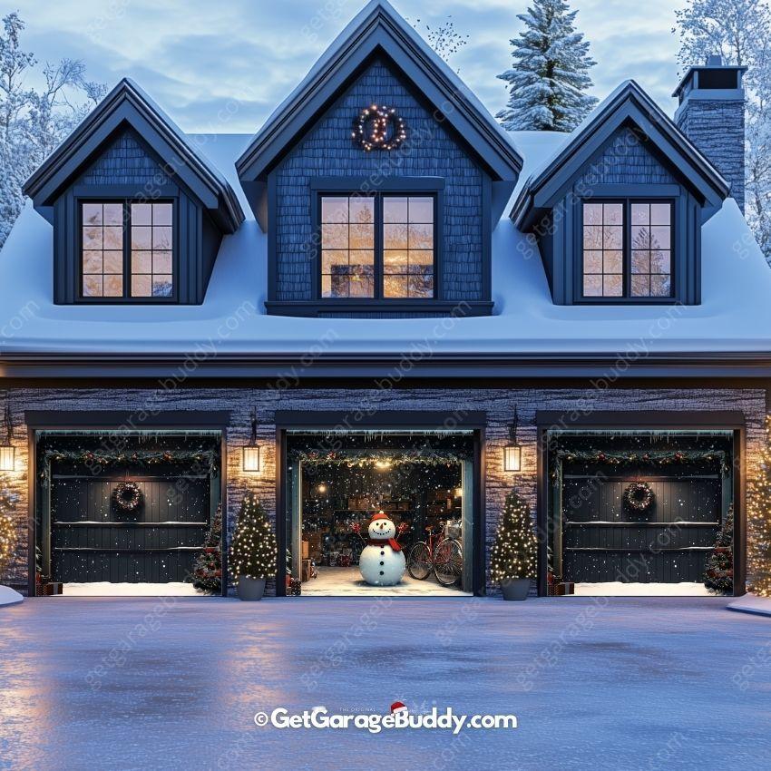 Garage door covers Christmas with Snowy The Snowman - GarageBuddy