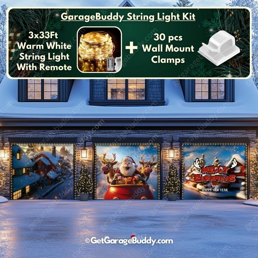 Santa & Reindeers | Christmas Garage Door Cover - GetGarageBuddy