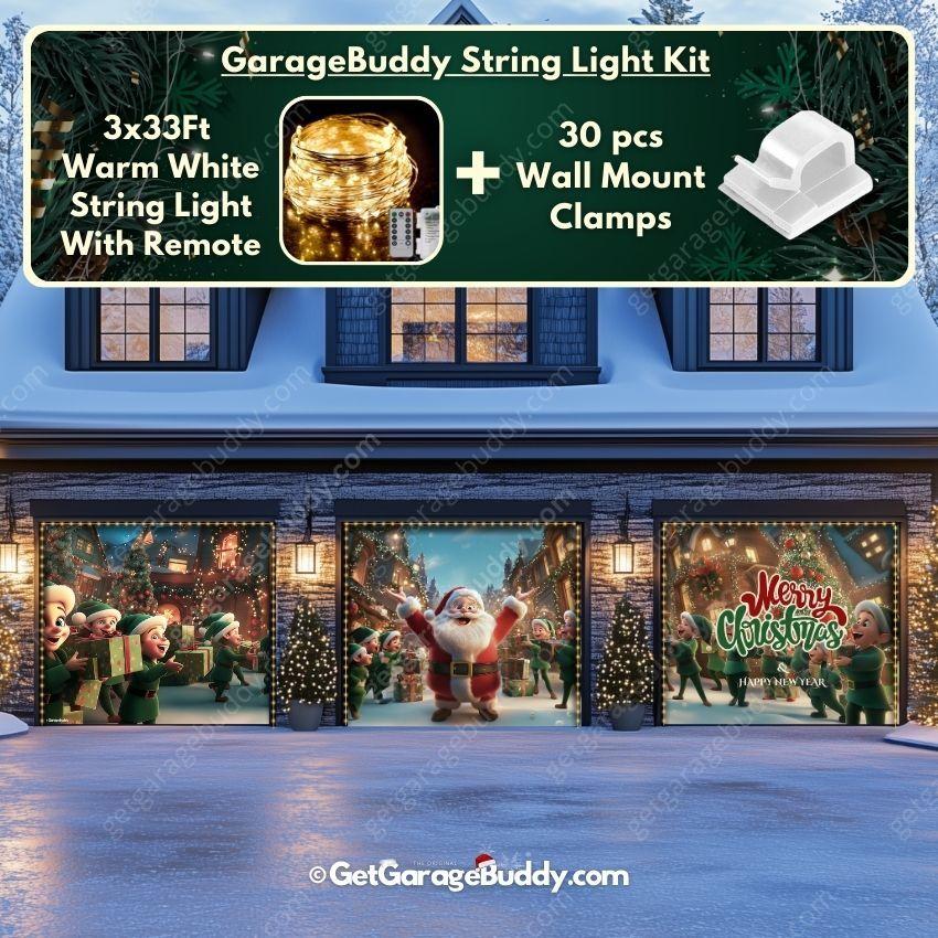 Santa And Elves | Christmas Garage Door Cover - GetGarageBuddy