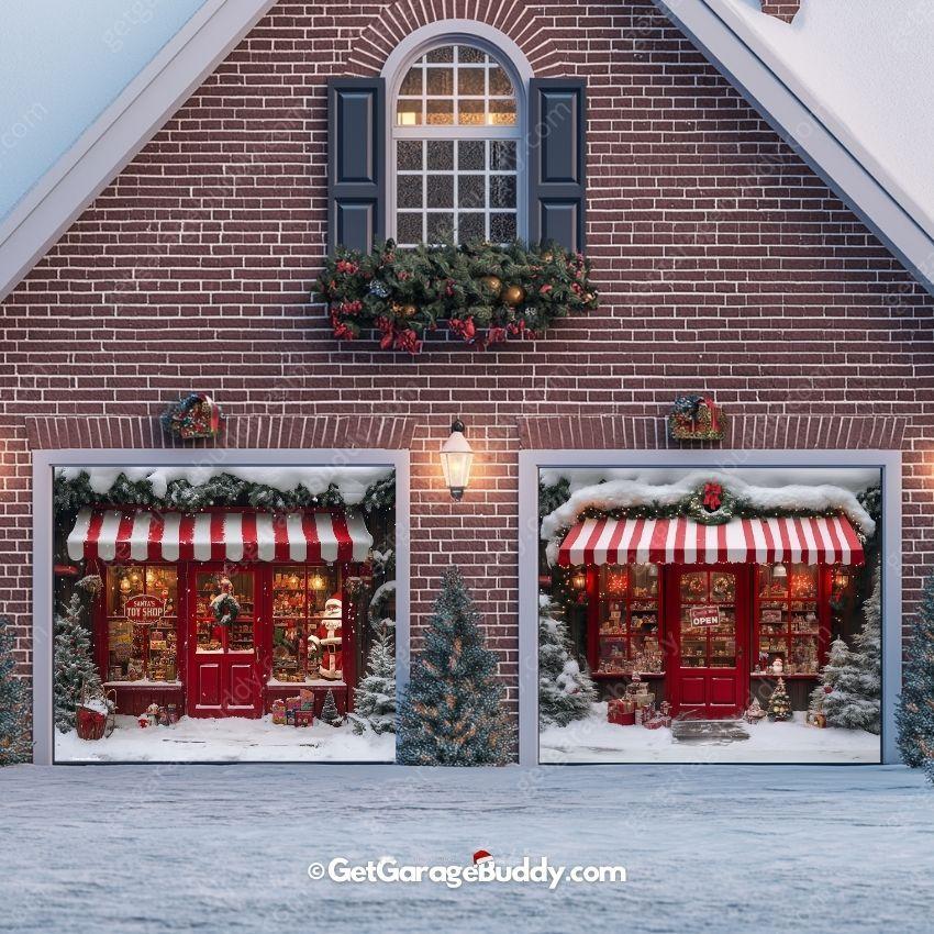 Santa's Toy Shop | Christmas Garage Door Cover - GetGarageBuddy