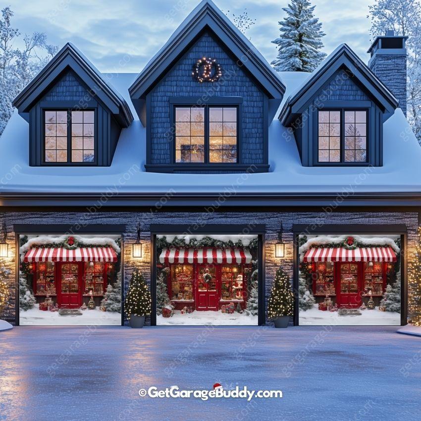 Santa's Toy Shop | Christmas Garage Door Cover - GetGarageBuddy