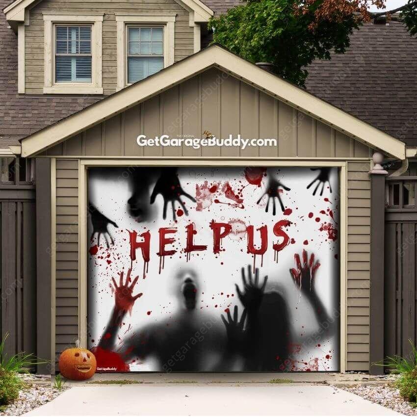 Help Us! | Halloween Garage Door Cover