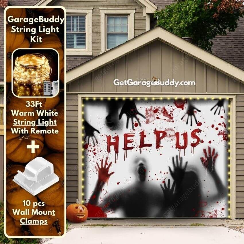 Help Us! | Halloween Garage Door Cover