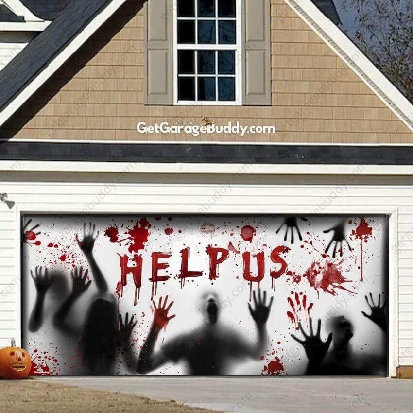 Help Us! | Halloween Garage Door Cover