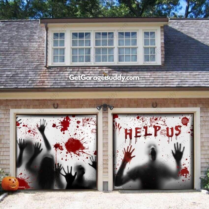 Help Us! | Halloween Garage Door Cover