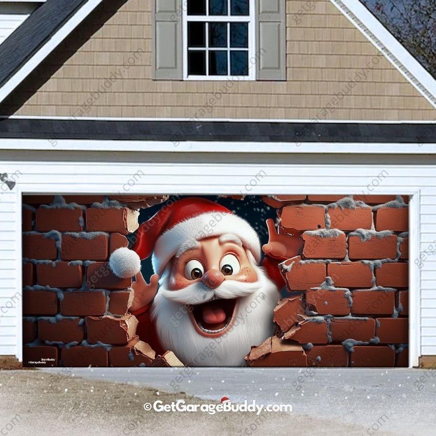 Santa's Surprise | Christmas Garage Door Cover - GetGarageBuddy