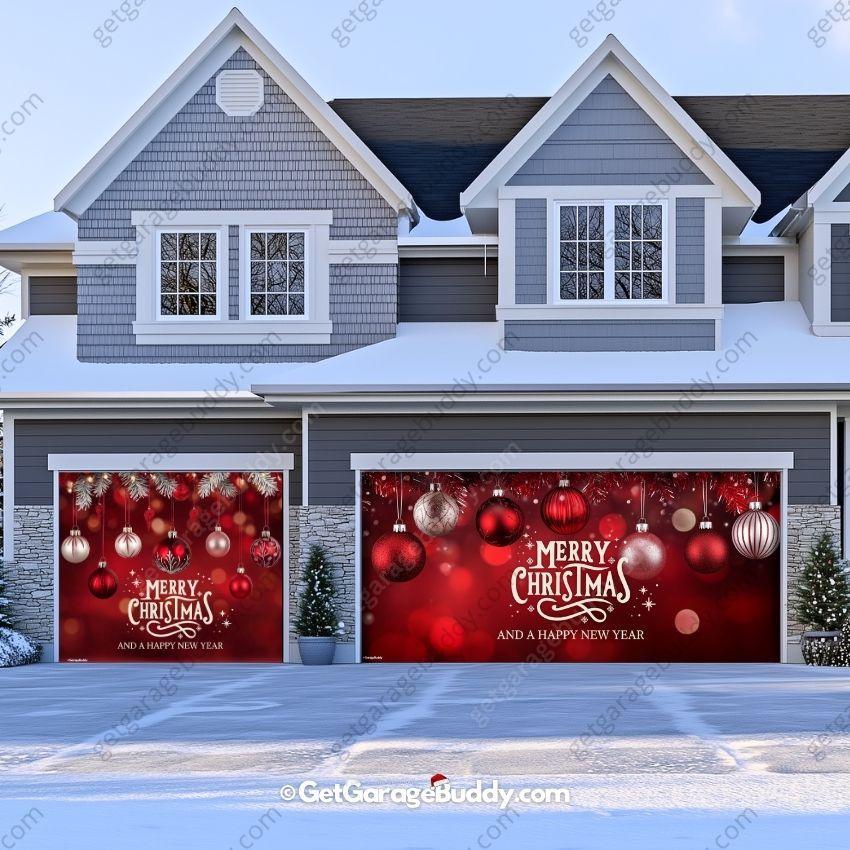 Christmas Ornaments & HNY | festive Christmas and holidays Garage Door Cover - GetGarageBuddy