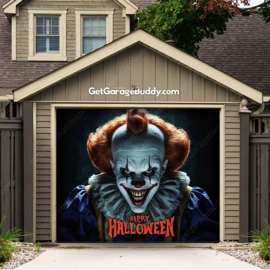 Creepy Clown | Halloween Garage Door Cover - GetGarageBuddy halloween, halloween decor