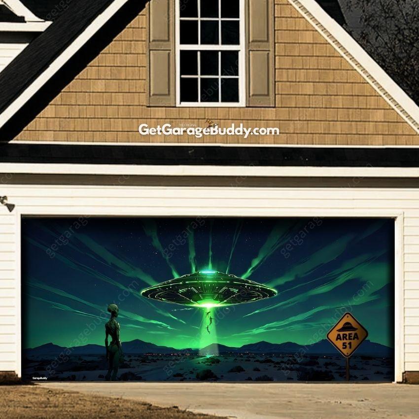 Alien Abduction | Halloween Garage Door Cover