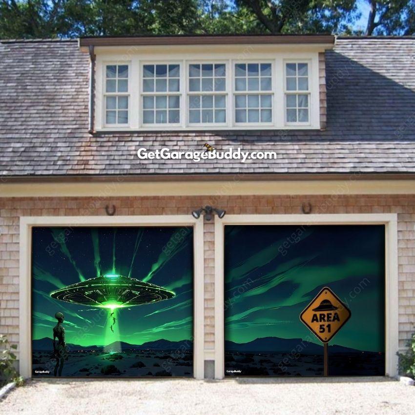 Alien Abduction | Halloween Garage Door Cover