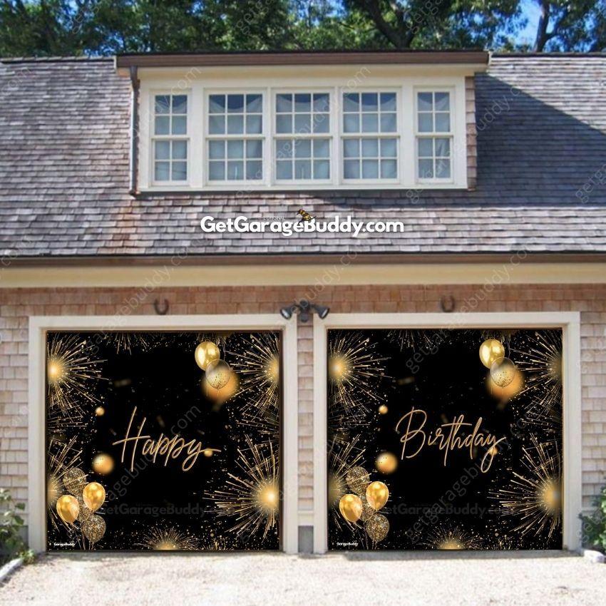 Happy Birthday Gold- GarageBuddy Garage Door Cover - GetGarageBuddy