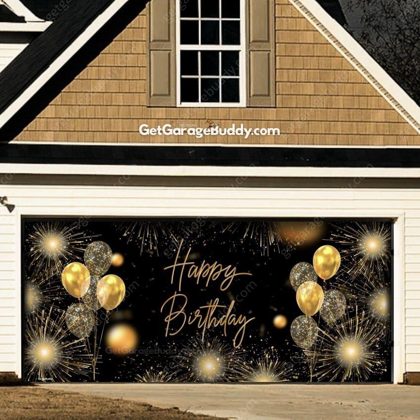 Happy Birthday Gold- GarageBuddy Garage Door Cover - GetGarageBuddy