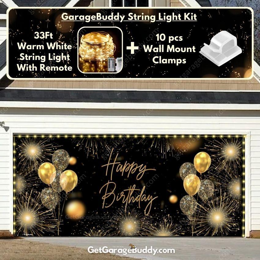 Happy Birthday Gold- GarageBuddy Garage Door Cover - GetGarageBuddy