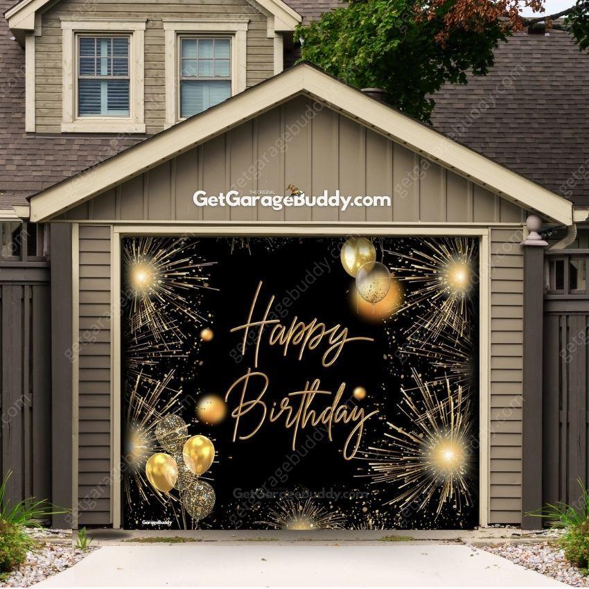 Happy Birthday Gold- GarageBuddy Garage Door Cover - GetGarageBuddy