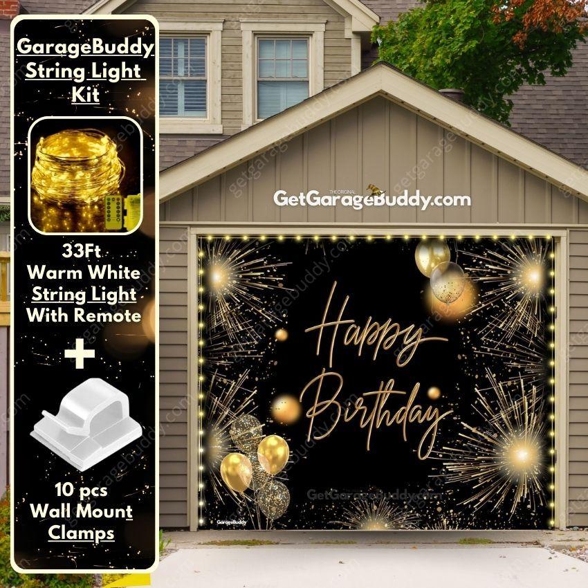 Happy Birthday Gold- GarageBuddy Garage Door Cover - GetGarageBuddy